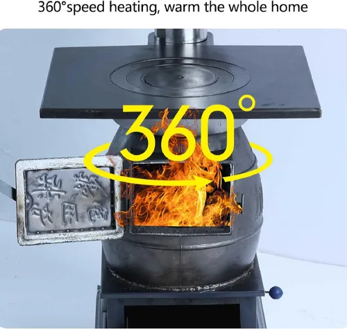 Miniatura 3 de DDSS Estufa de calefacción de leña para interiores, estufa de calefacción rural de hierro fundido grueso, cocina sin humo, ahorro de energía