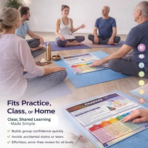 Miniatura 4 de Cramcharts Chakras - Guía de referencia rápida laminada de 4 páginas para el sistema de 7 chakras, centros de energía, yoga, meditación y tabla