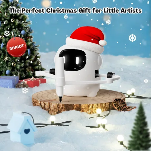 Miniatura 10 de RIVGOT Robot de dibujo para niños con 150 tarjetas, máquina de dibujo educativo interactiva por voz, juguetes de aprendizaje de pintura Montessori