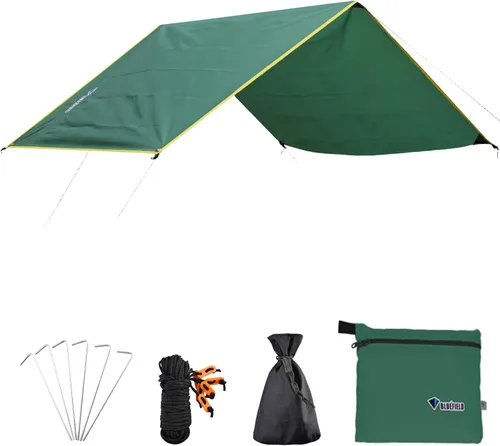 Miniatura 11 de Azarxis Hamaca de lona para camping, mosca de lluvia, toldo impermeable para tienda de campaña, toldo de tela para picnic para senderismo al aire