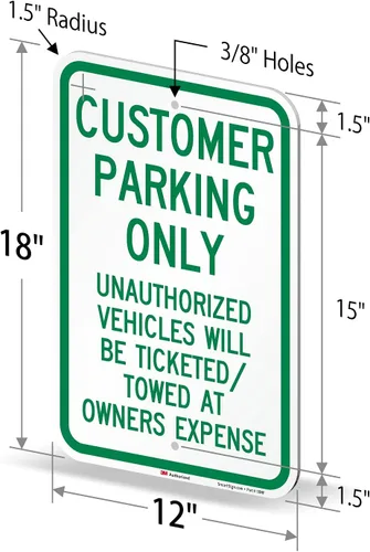 Miniatura 6 de SmartSign Letrero "Solo estacionamiento para clientes: vehículos no autorizados con boletos/remolcados" 12 x 18 pulgadas, aluminio reflectante