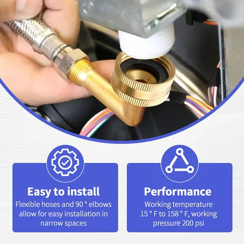 Miniatura 4 de Kit de instalación para lavavajillas, conector trenzado de acero inoxidable para lavavajillas, línea de suministro de agua de 6 pies con extremos