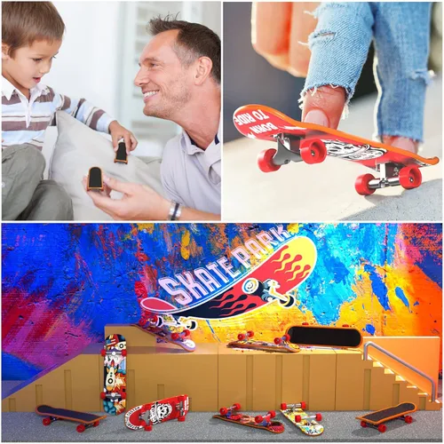 Miniatura 7 de Minipatinetas para Dedos 12PCS Juego Profesional de Tablas para Dedos Creativas Movimiento de Dedos, Kit Inicial de Mini Skateboards Favoritos de 12
