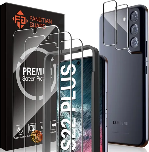 [Paquete de 3+2] Protector de pantalla para Samsung Galaxy S22 Plus/S22+Plus 5G, protector de pantalla de vidrio templado para Galaxy S22 Plus + 2