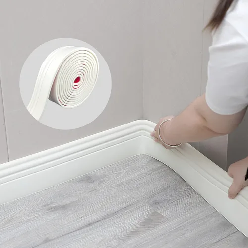 Miniatura 8 de COUKIU Moldura Flexible de Zócalo de EVA, Moldura de Base de Pared de Goma Despegar y Pegar, 2.75 Pulgadas x 10 Pies Base de Pared de Vinilo Blanco