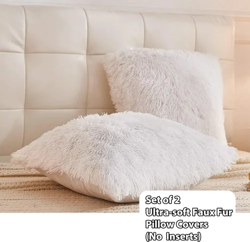 Miniatura 2 de LIFEREVO Paquete de 2 fundas de almohada de piel sintética esponjosa, fundas de almohada cuadradas de 18 x 18 pulgadas, fundas de almohada Blanco
