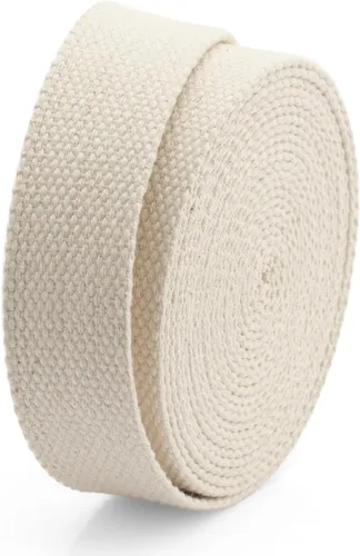 CRAFTMEMORE Cinta de algodón natural para artes y manualidades, correa de tela para bolso, cinturón, bolsas de mano (1 pulgada, 5 yardas)