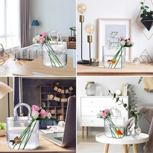 Miniatura 4 de Purse Vase for Flowers, Multifunctional Flower Vase Shopping Bag Vase Glass Pocketbook Vase, for Floral Arrangement Centerpiece Home