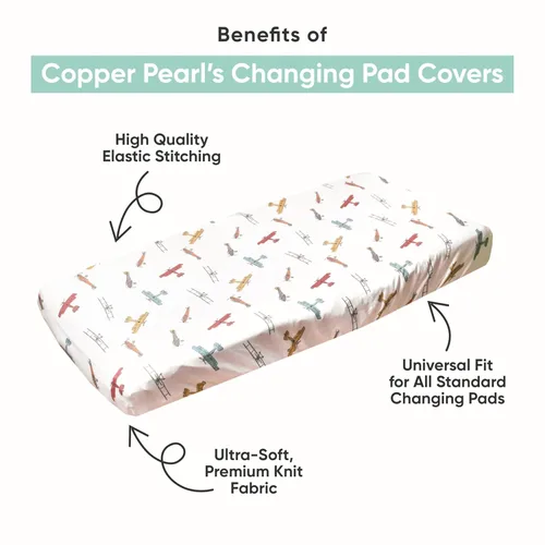 Miniatura 2 de Copper Pearl Funda de punto para cambiador de alta calidad, suave, elegante y universal para todos los cambiadores de pañales estándar, fundas