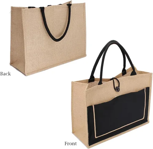 Miniatura 2 de TANOSII Bolsa de playa de paja para mujer, bolsa de yute tejida a mano