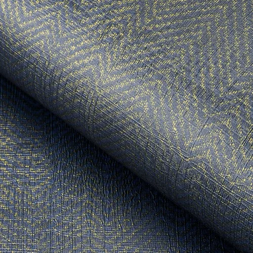 FunStick Papel pintado de hierba azul marino dorado con textura de espina de pescado para despegar y pegar, papel de contacto extraíble para