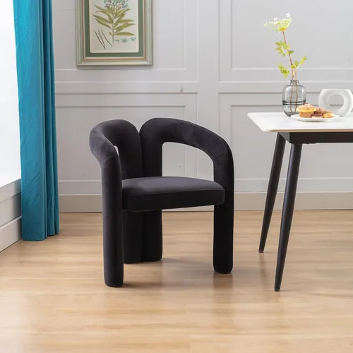 Miniatura 8 de Modernas sillas de comedor de terciopelo tapizadas, con respaldo curvado, cómoda silla auxiliar para cocina, comedor, sala de estar