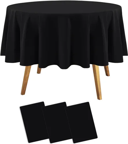 Childom - Juego de 3 manteles redondos de plástico desechables de 84 pulgadas, manteles de mesa redondos para interiores o exteriores, fiestas,