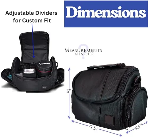 Miniatura 5 de Acuvar Bolsa acolchada suave y mediana para cámara Canon, Nikon, Olympus, Pentax y Samsung Gadget, funda para accesorios de cámara, funda