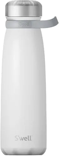S'well Viajero de acero inoxidable con asa, 40 onzas, Angel Food, recipientes aislados al vacío de triple capa que mantienen las bebidas frías