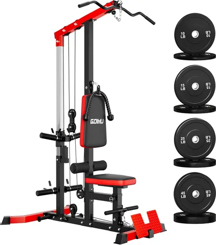 Miniatura 13 de LS01 Máquina de tracción LAT, máquina de cable para remo LAT con abdominales, torre LAT con accesorios de remo con cable, estaciones de polea 3 en 1