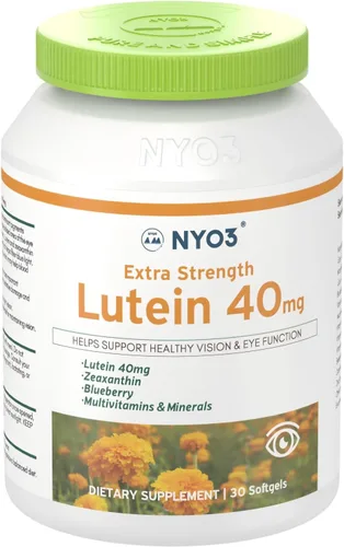 NYO3 Luteína y zeaxantina de 40 mg con arándano, vitaminas para los ojos y suplemento mineral, multivitaminas para la salud ocular y la visión |