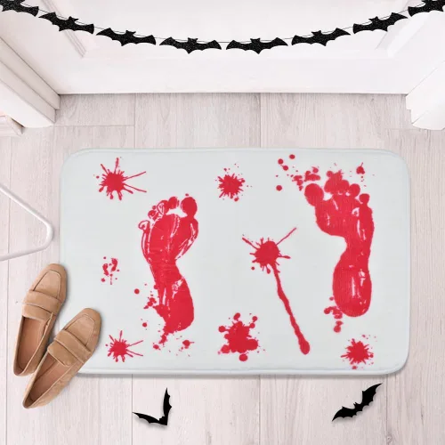 Miniatura 4 de Vanleonet Alfombra de baño de Halloween, huella sangrienta, huella de sangre impresa, alfombra de baño antideslizante y absorbente, decoración