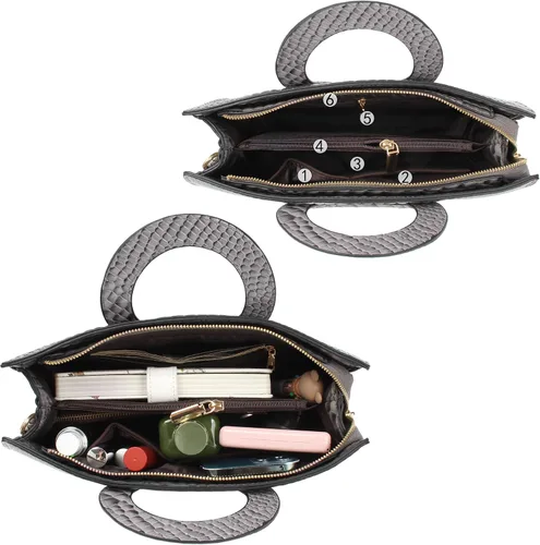 Miniatura 26 de ZLMBAGUS - Bolso de mano para mujer, diseño vintage con solapa y asa, de piel sintética, para llevar al hombro