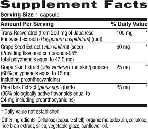 Miniatura 4 de Country Life Resveratrol Plus 1000mg - Suplemento antioxidante orgánico con corteza de pino y extractos de semillas de uva, vegano, sin gluten, sin