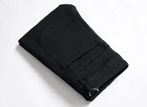 Miniatura 5 de Junbaoss - Jeans elásticos ajustados para hombre, pantalones de mezclilla ajustados rasgados para hombre, pantalones de cintura flexible de pierna