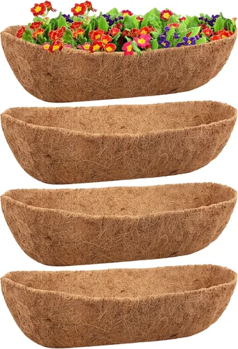 Miniatura 10 de Legigo Paquete de 2 revestimientos de coco para maceteros – 24 pulgadas para cajas de ventana de fibra de coco, revestimiento de coco para maceteros
