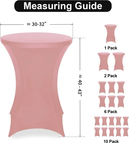 Miniatura 3 de FestiCorp Cubierta de Mesa de Spandex, Manteles Ajustados para Cóctel, Cubiertas de Mesa Redondas Elásticas Highboy para Fiesta, DJ, Bar, Boda, Rosa