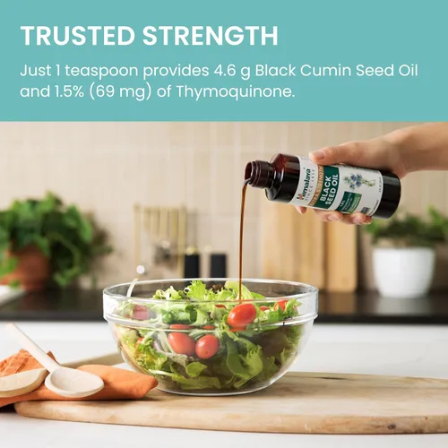 Miniatura 6 de Himalaya Aceite de semilla negra extra fuerte, prensado en frío y sin refinar, 1.5% de timoquinona (69 mg por TSP), 8 onzas
