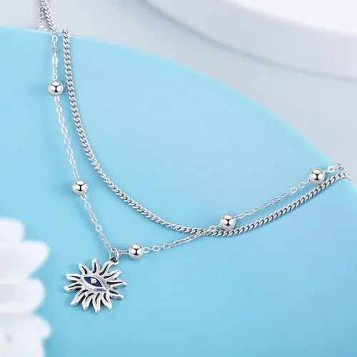 Miniatura 14 de CHIC & ARTSY Tobilleras delicadas de plata de ley S925 para verano, pulsera de tobillo ajustable multicapa para playa, joyería de pie para mujer