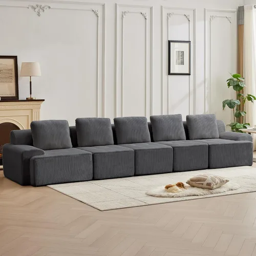 Miniatura 26 de Modular Sectional Sofa with Movable Ottoman, 1 Seat Deep Seat Couch with 1 Pillow, Comfy Cloud Sectional Sofa for Living Room, Bedroom and Apartment