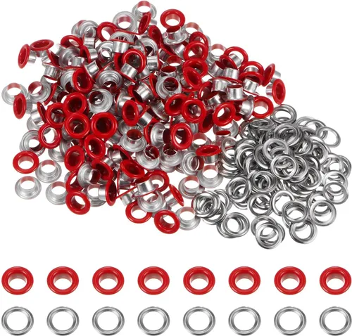 Miniatura 28 de HARFINGTON Juego de 200 ojales redondos de color de 0.394 pulgadas, ojales metálicos con arandelas para álbumes de recortes, zapatos, ropa, lona