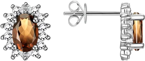 Miniatura 43 de Rylos Aretes tipo dormilona de plata de ley 925, ovalados y diamantes de 0.236 x 0.157 pulgadas, exquisitas joyas de piedra