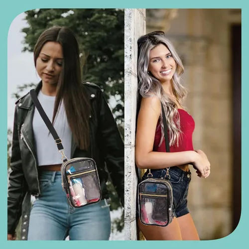 Miniatura 20 de Bolso cruzado aprobado por estadios para mujer, bolsa transparente para estadios para eventos deportivos, conciertos
