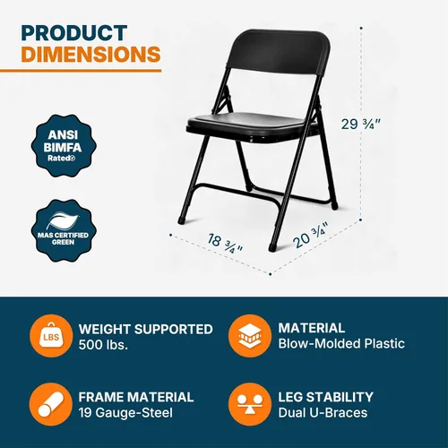 Miniatura 3 de OEF Furnishings OEF800 Series - Sillas plegables de plástico de alta resistencia, asientos ligeros y duraderos