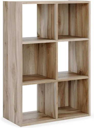 Miniatura 34 de Diseño exclusivo de Ashley Paxberry. Organizador de almacenamiento o librero moderno de 6 cubos, color blanqueado
