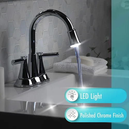 Miniatura 2 de Aqua Vista 22-B42CPL-CH-AV Grifo para lavabo de baño con luz LED cromado pulido