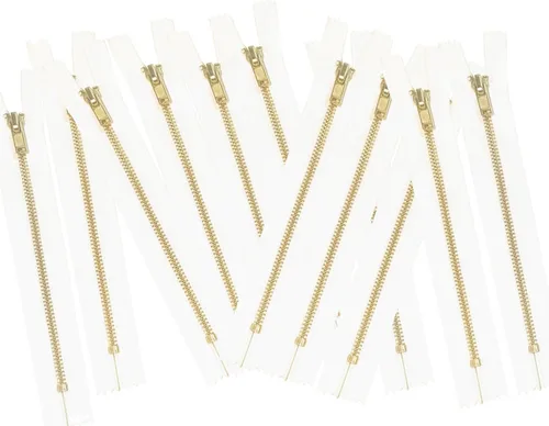 Miniatura 19 de 10 cremalleras de dientes de metal dorado de latón (7 pulgadas, Natura/Beige)