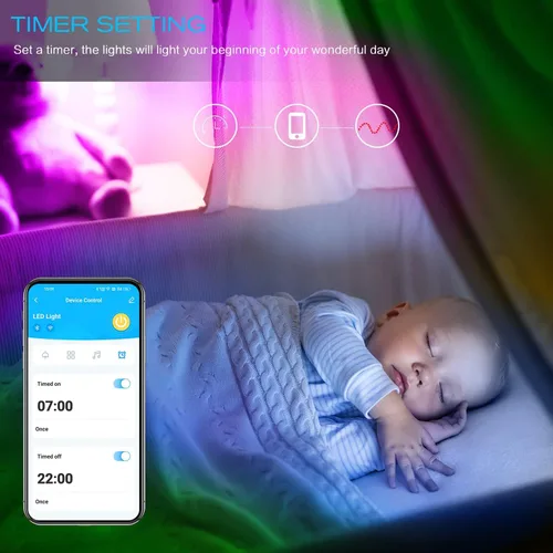 Miniatura 4 de DAYBETTER Kit de tiras de luz LED RGB compatible con Alexa y Google Assistant, tira de luces LED WiFi inteligentes para dormitorio, habitación