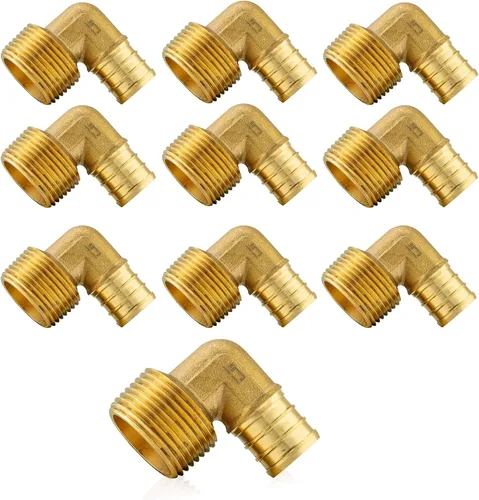 Miniatura 9 de Paquete de 5 accesorios PEX, adaptador de codo NPT roscado macho Pex de 1/2 pulgadas x 3/4 pulgadas, accesorios de engarce de latón, para tubería
