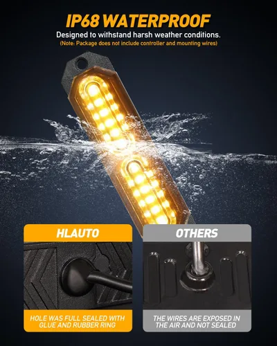 Miniatura 4 de HLauto 1200T Luces de rejilla estroboscópicas de emergencia: 8 piezas 12 LED con función de sincronización, luces de advertencia de seguridad