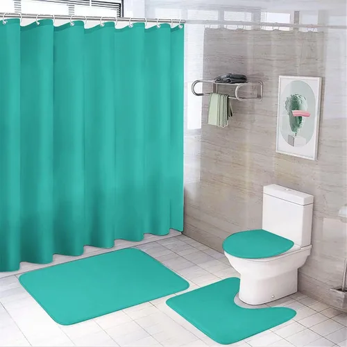Miniatura 19 de Juego de 3 alfombras de baño modernas en blanco y negro, antideslizante en forma de U y tapa de inodoro