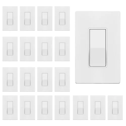 Miniatura 20 de ENERLITES Decorator Paddle Rocker Interruptor de luz, acabado brillante, un solo polo, 3 cables, tornillo de tierra, grado residencial, 15 A, 120