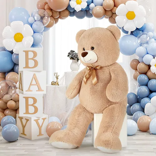 Miniatura 5 de MaoGoLan Oso de peluche gigante de 4 pies de crema, oso de peluche grande de 47 pulgadas, peluche suave para niños, decoraciones para Baby Shower