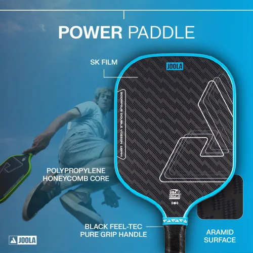 Miniatura 3 de JOOLA Double Vision - Paleta de pickleball de 16mm (0.63 pulgadas) - Forma Signature y estándar - Superficie de aramida para un tacto más suave