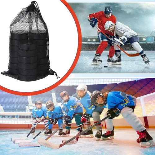 Miniatura 2 de Wettarn Mini discos de hockey sobre hielo de espuma deportiva de 3 pulgadas para interiores con bolsa de malla para niños y adultos, práctica