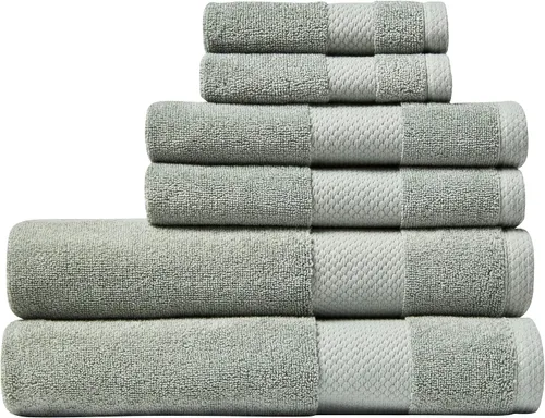 Lacoste Heritage - Juego de toallas de algodón Supima de 6 piezas, 2 toallas de baño, 2 toallas de mano, 2 toallas pequeñas, aloe – altamente