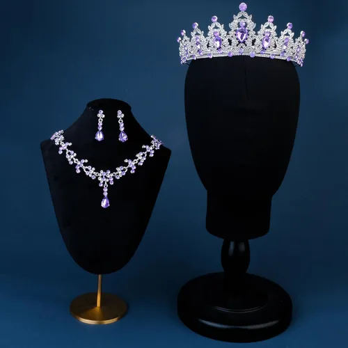 Miniatura 4 de PRINCESS BRIDE Women Jewelry Set Tiara Set with Earrings and Necklace Gold Gothic Rhinestone Bridesmaid Jewelry Set for Wedding Costume Hair