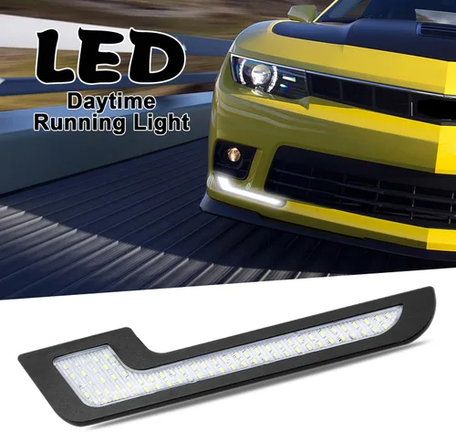 Miniatura 2 de luces diurnas LED luz blanca en forma de L tiras 72 SMD lente de cristal con etiqueta trasera 12 V DRL 6 W DIY lámpara LED 100% impermeable, 1 año