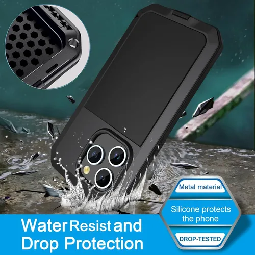 Miniatura 7 de Funda para iPhone 12 Pro Max, funda protectora de cuerpo completo 360, resistente, a prueba de golpes, funda de metal de aluminio con protector
