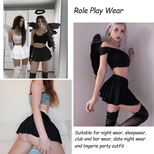 Miniatura 4 de Avidlove - Minifalda plisada con pliegues sólidos para mujer